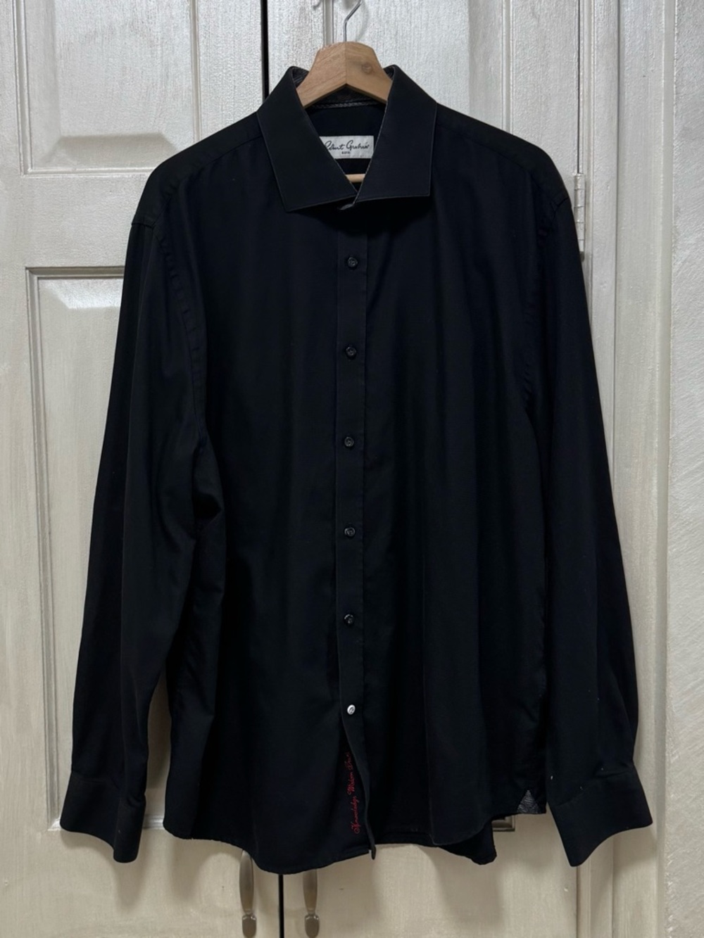 Robert Graham black long-sleeve button-down cotton dress shirt size 46/18